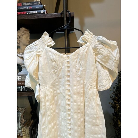 Cult Gaia Simona Ruffled Off The Shoulder Midi Dress Off White Womens Size 0 - Picture 7 of 11